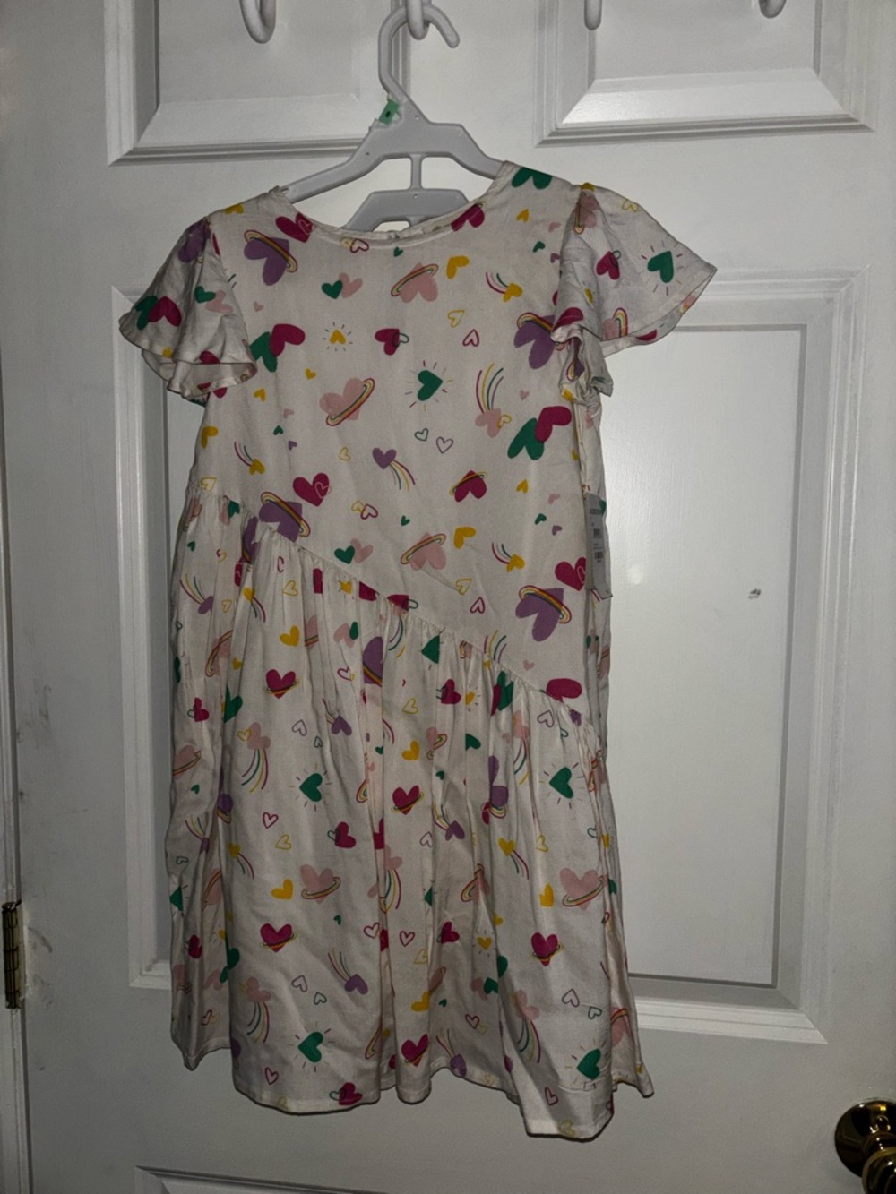 Tucker + Tate White Dress with Multicolor Hearts & Rainbows